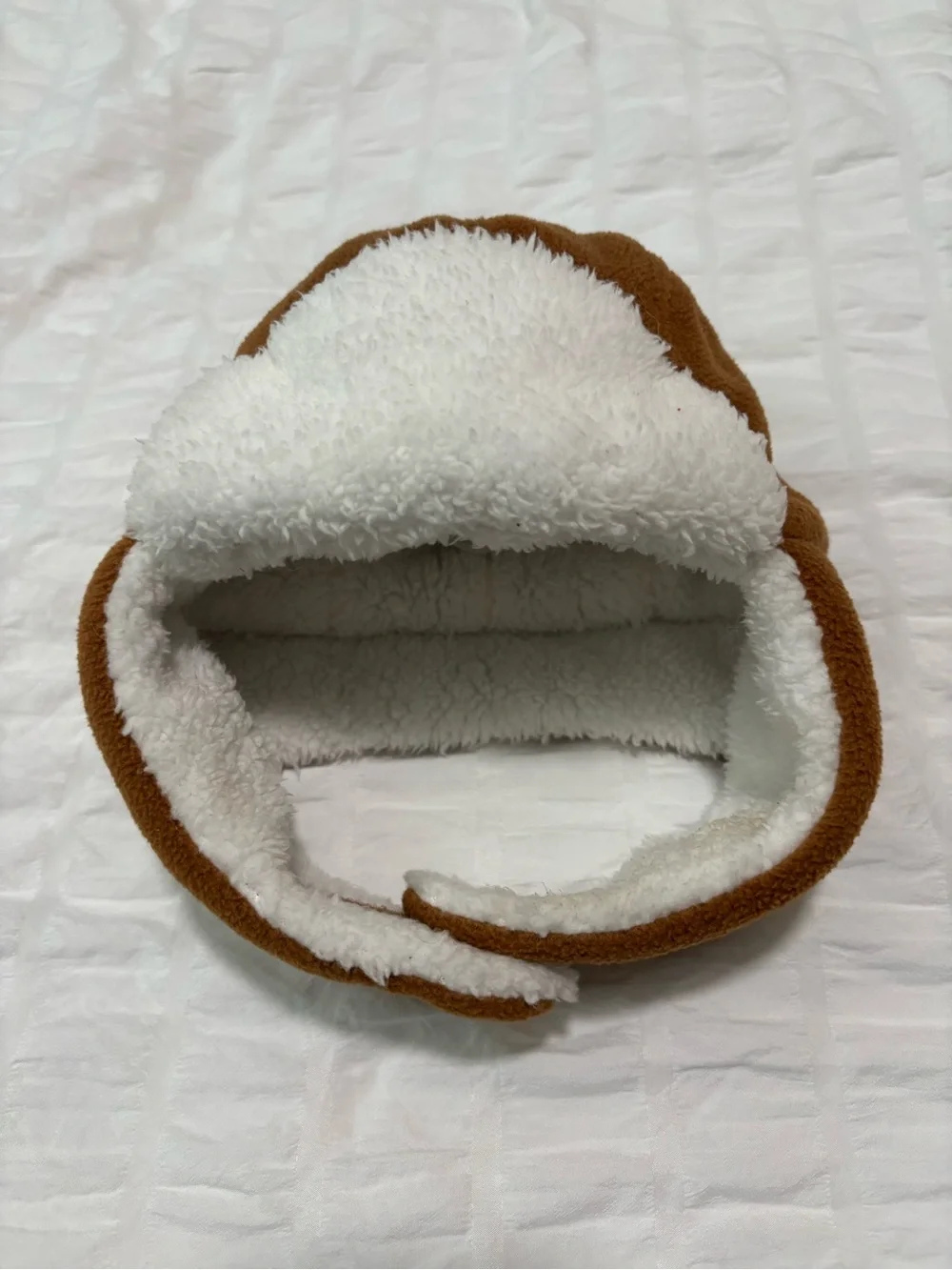 Carhartt Kids Brown Fleece Trapper Hat with Cream Sherpa